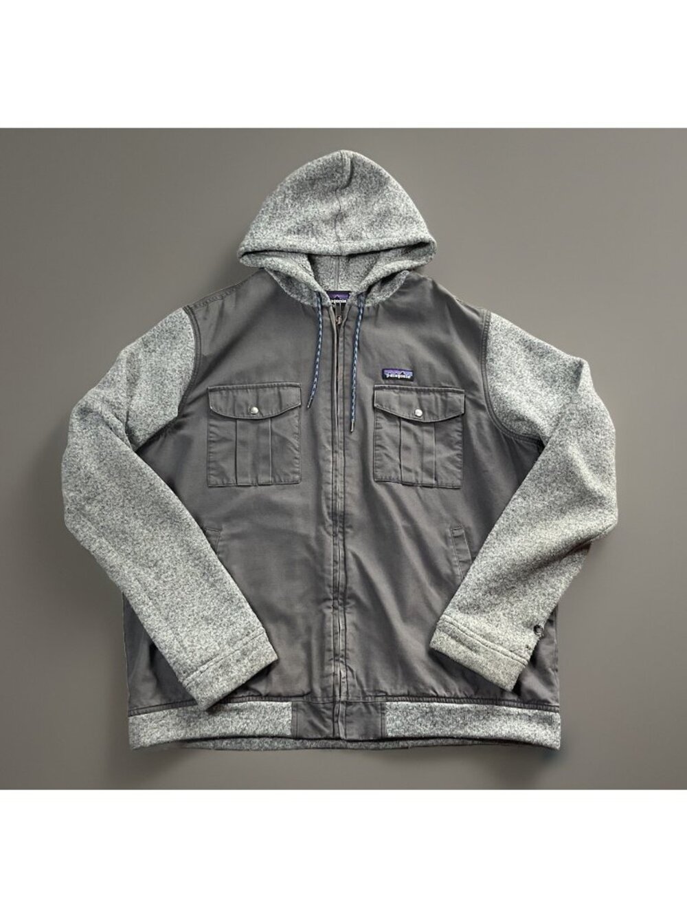 Patagonia Hybrid Duck Canvas Better Sweater Hoodie Jacket Men’s XL Grey